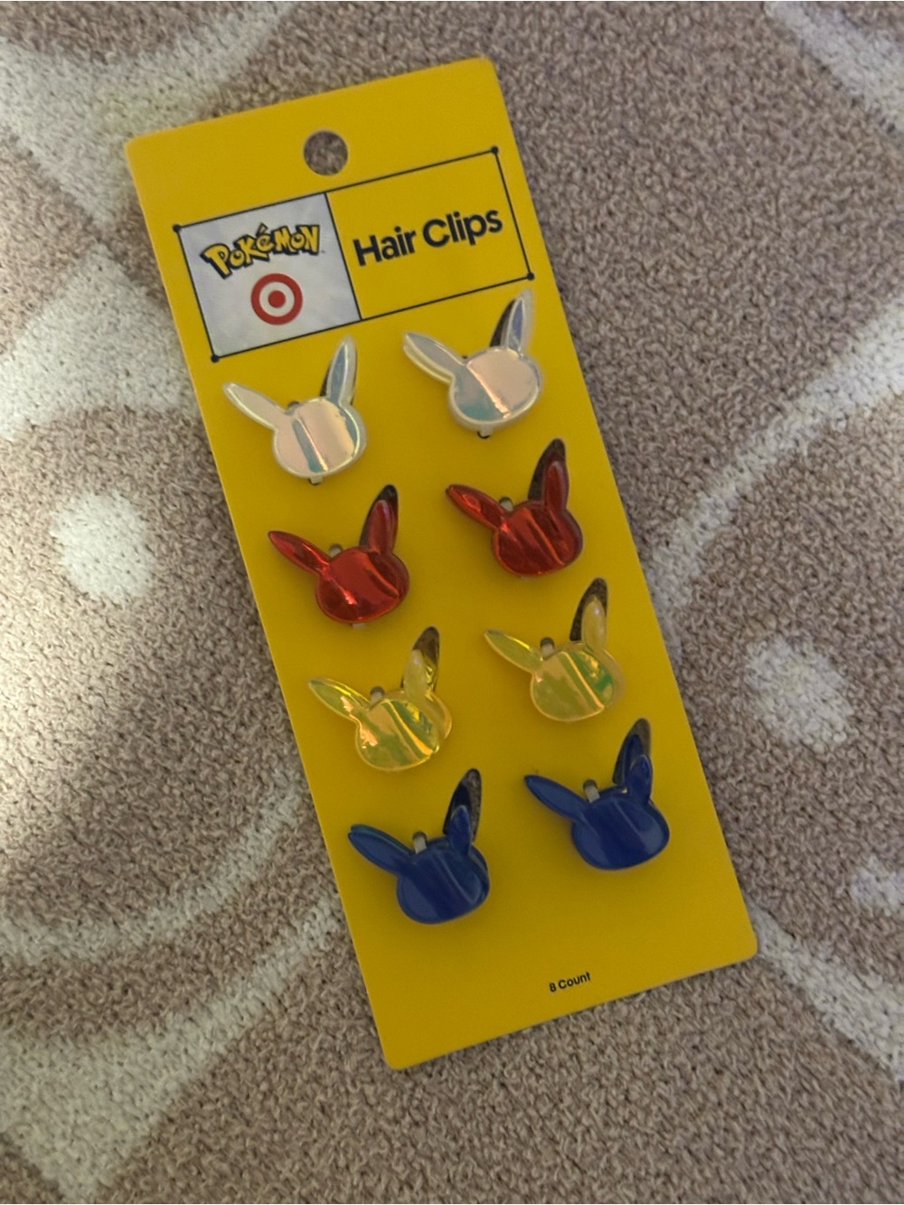 Pokemon Kids Hair Clips - Silver, Red, Yellow, Blue